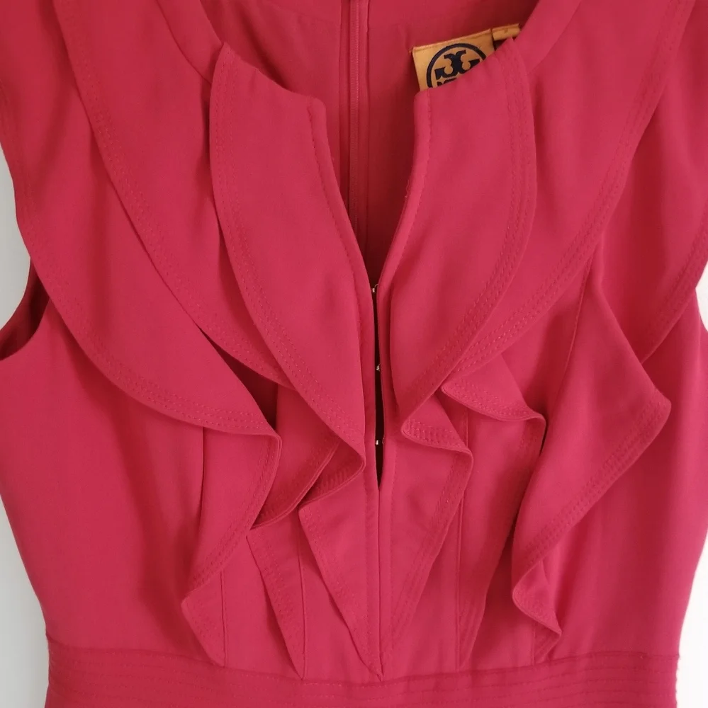 Tory Burch Red Silk sleeveless ruffle dress